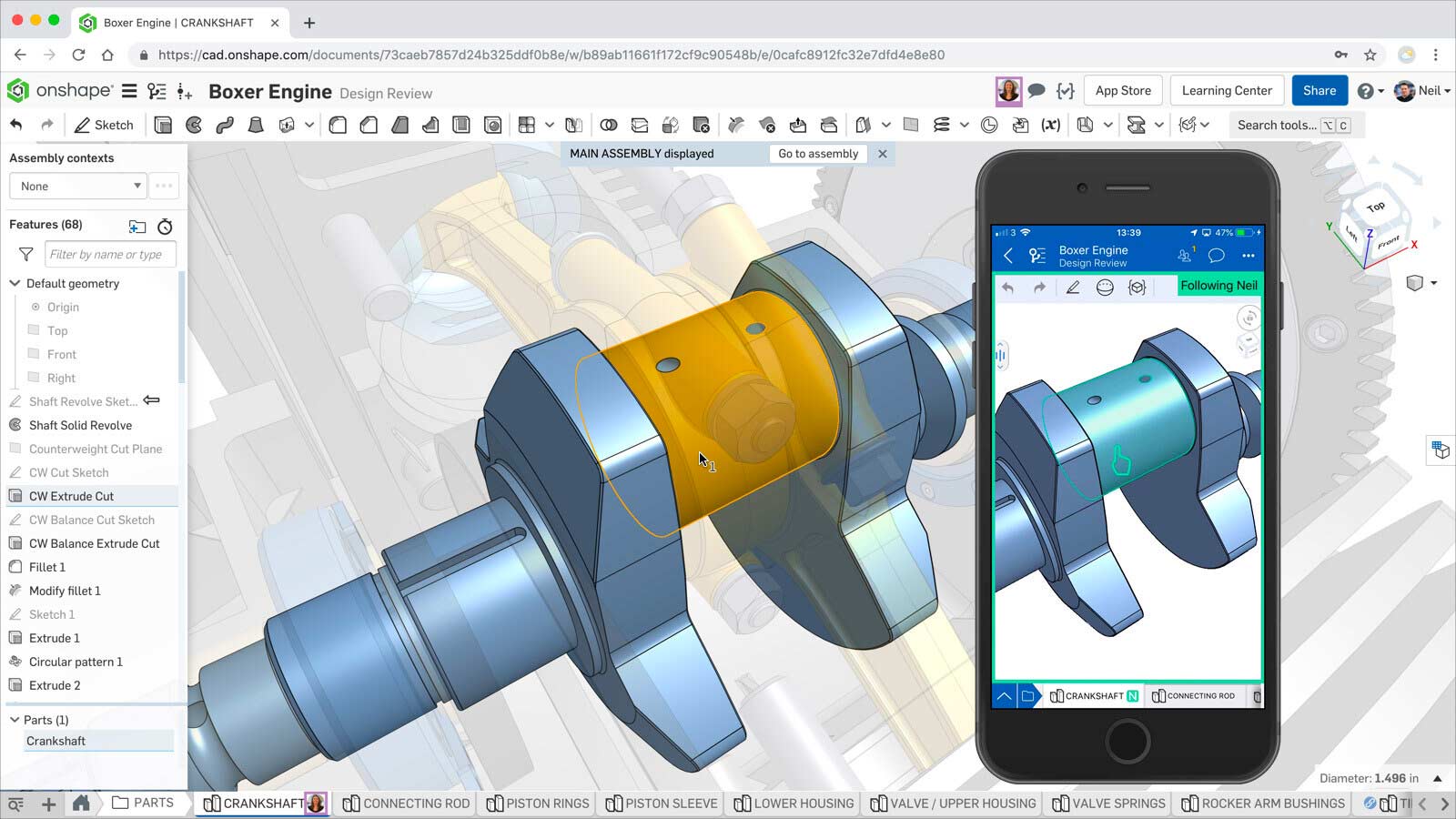 cad collaboration mobile in onshape 1600 min